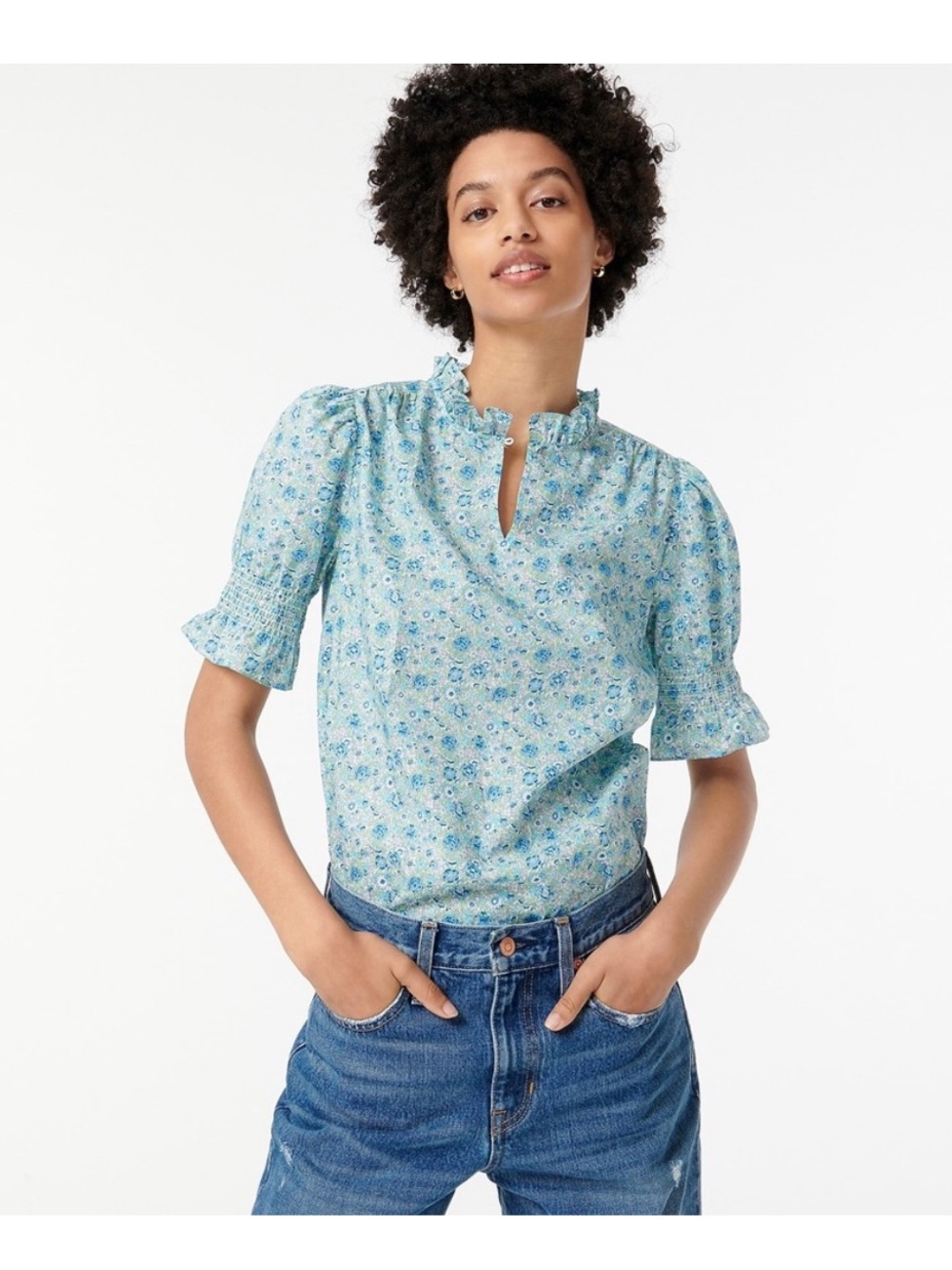 J.Crew Liberty Amelie Smocked floral Top